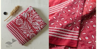 Madhumalti | Kantha Embroidery ~ Rani Pink / Dark Red Silk Saree