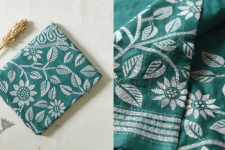 Madhumalti | Kantha Embroidery ~ Silk Green Saree