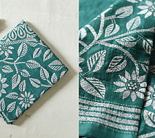 Madhumalti | Kantha Embroidery ~ Silk Green Saree