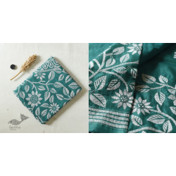 Madhumalti | Kantha Embroidery ~ Silk Green Saree