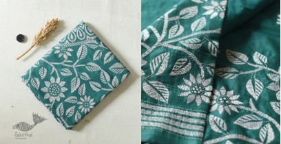 Madhumalti | Kantha Embroidery ~ Silk Green Saree