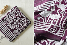 Madhumalti | Kantha Embroidery ~ Silk Saree - Dark Violet