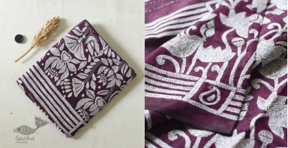 Madhumalti | Kantha Embroidery ~ Silk Saree - Dark Violet