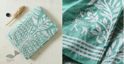 Madhumalti | Kantha Embroidery ~ Silk Saree - Peacock motif