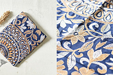 Madhumalti | Kantha Hand Embroidered Silk Saree - Blue Color