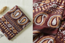 Madhumalti | Kantha Hand Work ~ Silk Brown Saree 