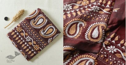 Madhumalti | Kantha Hand Work ~ Silk Brown Saree 