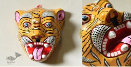Pattachitra Mask | Hand painted Paper Mache ~ Big Tiger Face ( Orange )