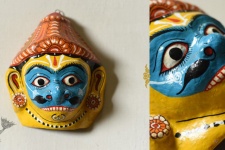 Pattachitra Mask | Hand painted Paper Mache ~ Hanuman Blue Face