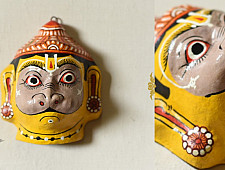 Pattachitra Mask | Hand painted Paper Mache ~ Hanumna Grey Face