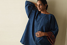 Kimono | Ajrakh Block Printed & Denim ~ Reversible Cotton Jacket