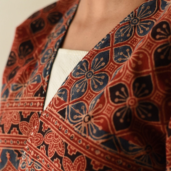 shop Ajrakh Block Printed & Denim ~ Reversible Cotton Jacket