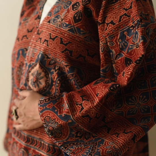 shop Ajrakh Block Printed & Denim ~ Reversible Cotton Jacket