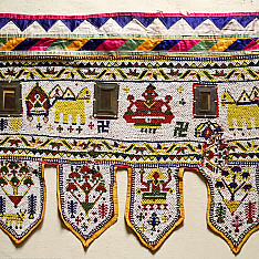 Prachin . प्राचीन | Antique Bead Hanging - Ganesha Toran (51" x 22.5" inch)