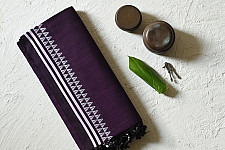 Sadaa . सदा ✡ Begampuri Cotton Saree With Woven Border - Deep Violet