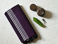 Sadaa . सदा ✡ Begampuri Cotton Saree With Woven Border - Deep Violet