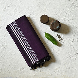 Sadaa . सदा ✡ Begampuri Cotton Saree With Woven Border - Deep Violet