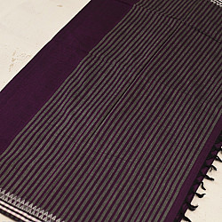 Sadaa . सदा ✡ Begampuri Cotton Saree With Woven Border - Deep Violet