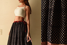 Flowers in a River | Jawariya Block Printed Short Skirt - Black Doted