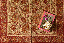 A finite infinity ❧ Kalamkari Natural Color Dhurrie ( 5 X 3 ) - Red