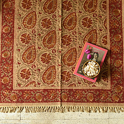 A finite infinity ❧ Kalamkari Natural Color Dhurrie ( 5 X 3 ) - Red