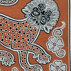 Mandana Art - Painting  of Lion ( 11 x 14 inch)