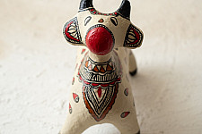 Madhuban . मधुबन ❁ Madhubani Hand Painted Paper Mache ~ Cow (B)