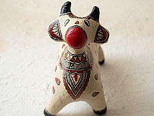 Madhuban . मधुबन ❁ Madhubani Hand Painted Paper Mache ~ Cow (B)