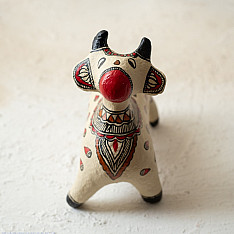 Madhuban . मधुबन ❁ Madhubani Hand Painted Paper Mache ~ Cow (B)