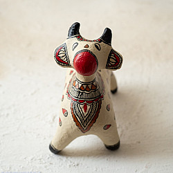 Madhuban . मधुबन ❁ Madhubani Hand Painted Paper Mache ~ Cow (B)
