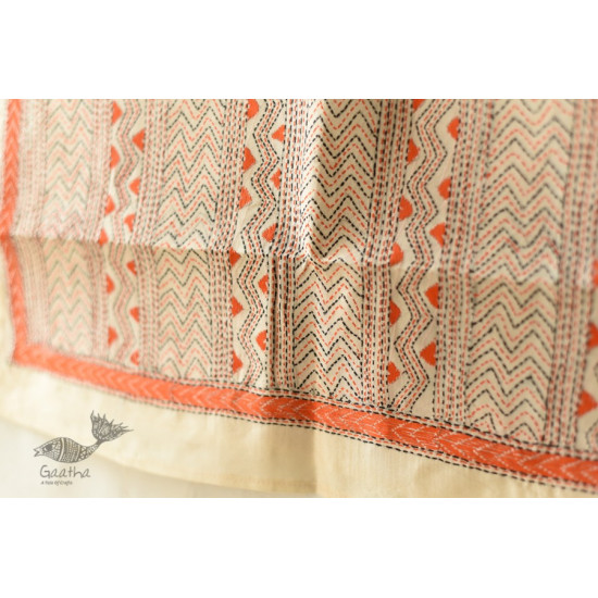 Hand Embroidered Kantha Tussar Silk Stole