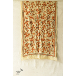 Pushparam . पुष्पारम | Kantha Tussar Silk Stole - Fish Hand Embroidery