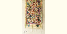 Pushparam . पुष्पारम | Kantha Tussar Silk Stole - Owl Embroidered