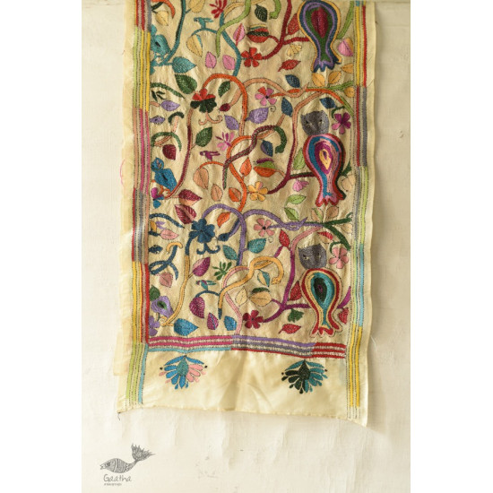 Hand Embroidered Kantha Silk Stole