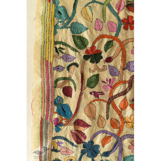 Hand Embroidered Kantha Silk Stole