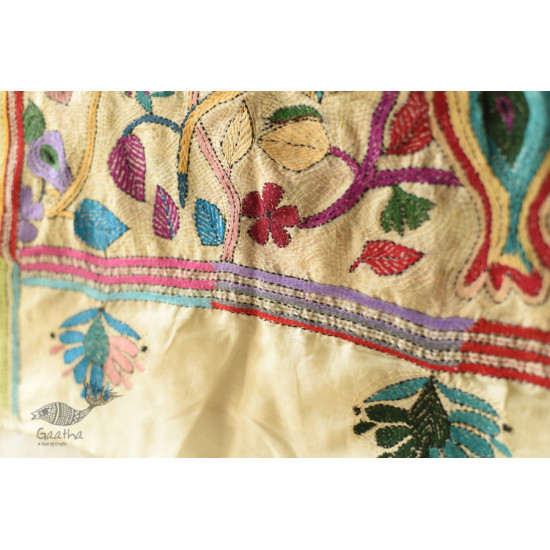 Hand Embroidered Kantha Silk Stole