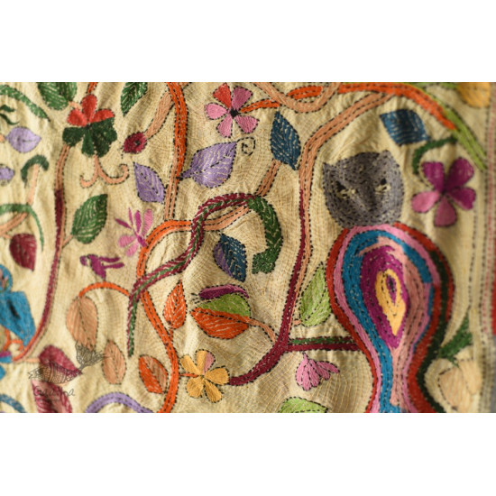 Hand Embroidered Kantha Silk Stole