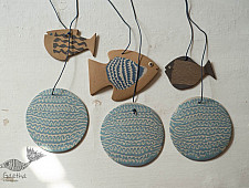 Ceramic . Hangings |  Handmade Ceramic Chimes - Three Fishes