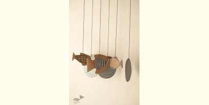 Ceramic . Hangings |  Handmade Ceramic Chimes - Three Fishes