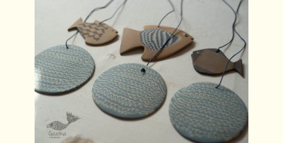 Ceramic . Hangings |  Handmade Ceramic Chimes - Three Fishes