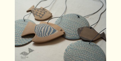 Ceramic . Hangings |  Handmade Ceramic Chimes - Three Fishes