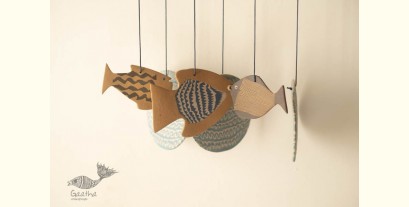 Ceramic . Hangings |  Handmade Ceramic Chimes - Three Fishes