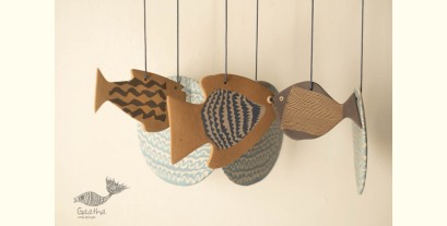 Ceramic . Hangings |  Handmade Ceramic Chimes - Three Fishes