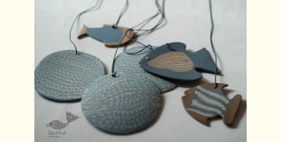 Ceramic . Hangings |  Handmade Ceramic Chimes - Fishes