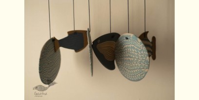 Ceramic . Hangings |  Handmade Ceramic Chimes - Fishes