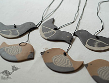 Ceramic . Hangings |  Handmade Ceramic Chimes - Birds