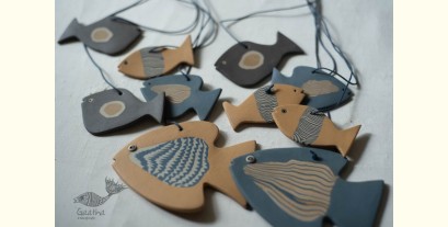 Ceramic . Hangings |  Handmade Ceramic Chimes - Bunch of Fishes