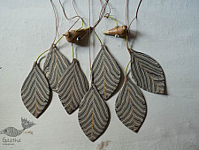 Ceramic . Hangings |  Handmade Ceramic Chimes - Leaves & Birds