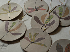 Ceramic . Hangings |  Handmade Ceramic Chimes - Flowers & Butterflies 
