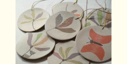 Ceramic . Hangings |  Handmade Ceramic Chimes - Flowers & Butterflies 